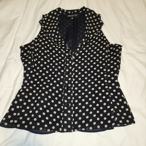 Jones New York black and white polka dot silk sleeveless blouse in sz 6 - Picture 15 of 15